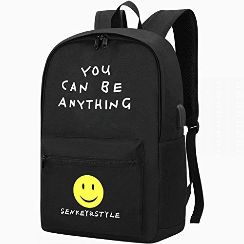 Mochila Escolar 2019 Nueva Tendencia Mochila para Estudiantes Patrón de Personalidad Mochila Escolar Luminosa Mochila de Viaje de Ocio Mochila Deportiva Negro