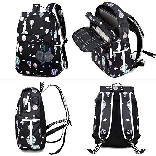 Mochila Escolar de Moda para Mujer Mochila con Estampado Kawaii Mochila Impermeable Casual Mochila Escolar para Adolescentes,Globos de Colores ftjb