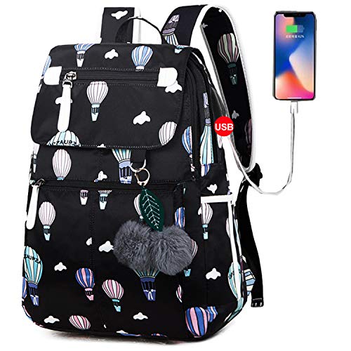 Mochila Escolar de Moda para Mujer Mochila con Estampado Kawaii Mochila Impermeable Casual Mochila Escolar para Adolescentes,Globos de Colores ftjb