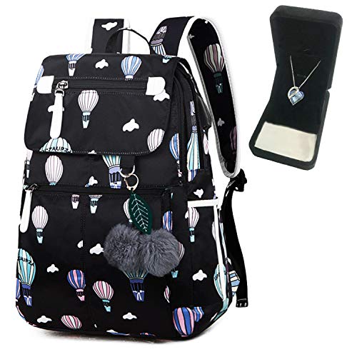 Mochila Escolar de Moda para Mujer Mochila con Estampado Kawaii Mochila Impermeable Casual Mochila Escolar para Adolescentes,Globos de Colores ftjb