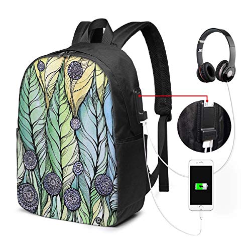 Mochila Escolar USB de Diente de león Lsjuee, Mochila de Lona de Gran Capacidad, Mochila de Viaje Informal para Adultos, Adolescentes, Mujeres, Hombres, 17 Pulgadas
