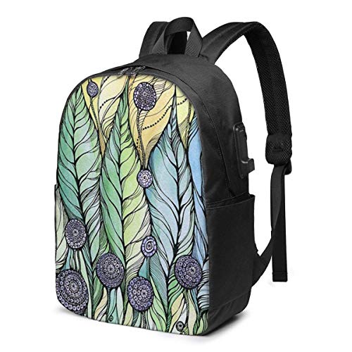 Mochila Escolar USB de Diente de león Lsjuee, Mochila de Lona de Gran Capacidad, Mochila de Viaje Informal para Adultos, Adolescentes, Mujeres, Hombres, 17 Pulgadas