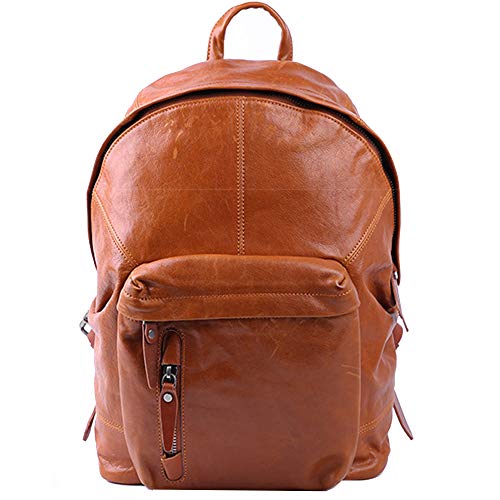 Mochila informal de negocios de cuero curtido vegetal para hombres, mochila de viaje de gran capacidad o mochila escolar. Se puede usar para negocios, senderismo, ciclismo y aprendizaje. Puede contene