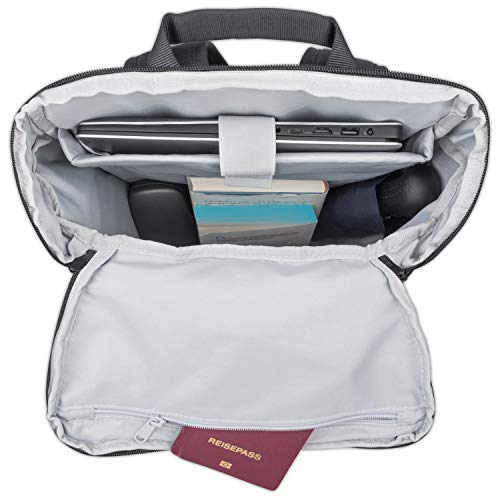 Mochila Mujer y Hombre Negra - Johnny Urban Luca Mochilas Hecho de Botellas de Plástico Reciclado - Bolso para Portátil 15.6 Pulgadas, Ocio, Viaje, Universidad, Yoga y Fitness - Exterior Impermeable