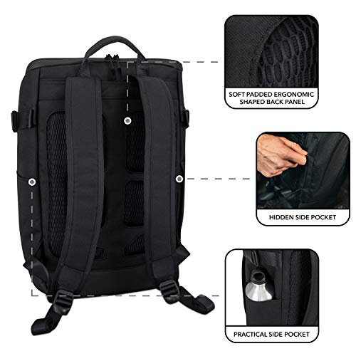 Mochila Mujer y Hombre Negra - Johnny Urban Luca Mochilas Hecho de Botellas de Plástico Reciclado - Bolso para Portátil 15.6 Pulgadas, Ocio, Viaje, Universidad, Yoga y Fitness - Exterior Impermeable