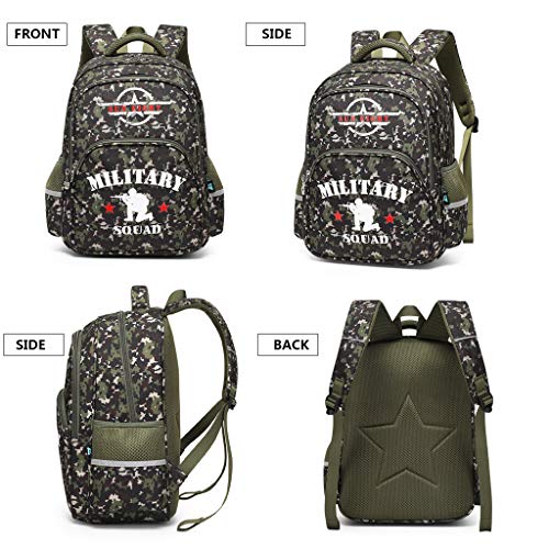 Mochila para Niños, Camuflaje Mochilas Escolares Juveniles, Primaria Mochila Gran Capacidad para Colegio Viajes, Material Escolar para Infantil, Regalos para y Adolescentes con Tira Reflectante 15"