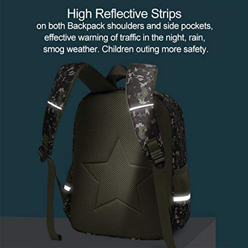Mochila para Niños, Camuflaje Mochilas Escolares Juveniles, Primaria Mochila Gran Capacidad para Colegio Viajes, Material Escolar para Infantil, Regalos para y Adolescentes con Tira Reflectante 15"