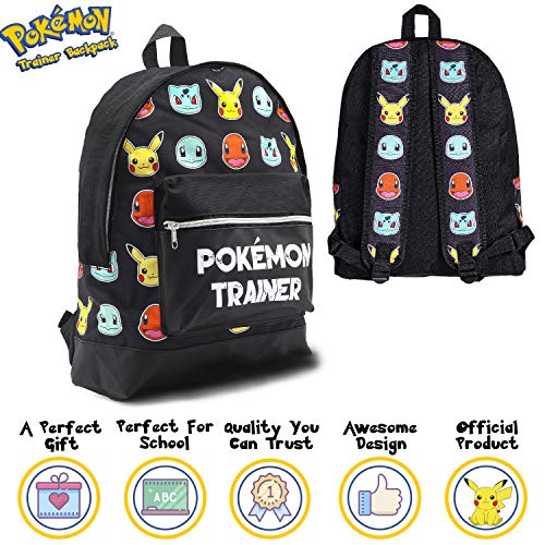 Mochila Pokemon Escolar Let’s Go Pikachu Charmander Bulbasaur para Niños Niñas
