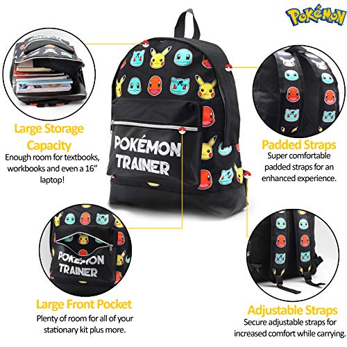 Mochila Pokemon Escolar Let’s Go Pikachu Charmander Bulbasaur para Niños Niñas