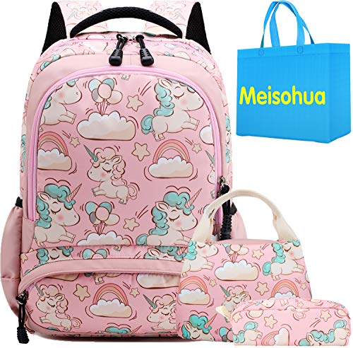 Mochila Unicornio Niños Impermeable Mochila Escolar para Adolescente Pequeñas Mochilas Infantil Bolso para Chicas para La Escuela,Viajes,Intemperie Juego de 3 - Rosa