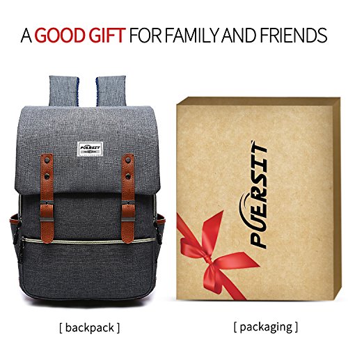 Mochila Vintage Mochila para Portátil,Mochila para Portátil De 15 Pulgadas by Puersit （Gris）