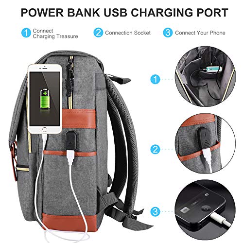 Mochila Vintage Mochila para Portátil,Mochila para Portátil De 15 Pulgadas by Puersit （Gris）