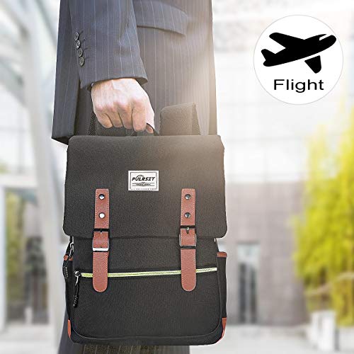 Mochila Vintage Mochila para Portátil,Mochila para Portátil De 15 Pulgadas by Puersit （Negro）