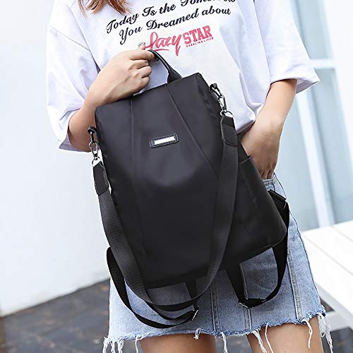 Mochilas Casual de Personalidad de Moda Antirrobo Paquete de Viaje y Ocio para Mujeres y Chicas Diario Messenger Bag Backpack (Negro)