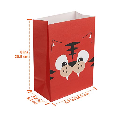 Mocoosy - 24 Bolsas de Regalo para Fiestas de Animales, Bolsas de golosinas para niños de la Selva, Animales, zoológico, cumpleaños, Baby Shower, Suministros para Fiestas, Color arcoíris, 8 Estilos