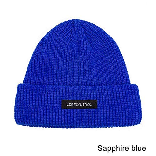 Moda Gorro de Invierno de Punto de Costilla con puños de melón Sombrero de Calavera sólida Gorro de esquí para Hombre Gorro de Lana para Mujer Gorro cálido Gorras -13