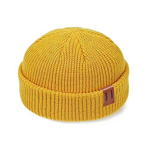 Moda Gorro de Invierno de Punto de Costilla con puños de melón Sombrero de Calavera sólida Gorro de esquí para Hombre Gorro de Lana para Mujer Gorro cálido Gorras -9