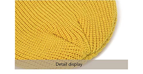 Moda Gorro de Invierno de Punto de Costilla con puños de melón Sombrero de Calavera sólida Gorro de esquí para Hombre Gorro de Lana para Mujer Gorro cálido Gorras -3