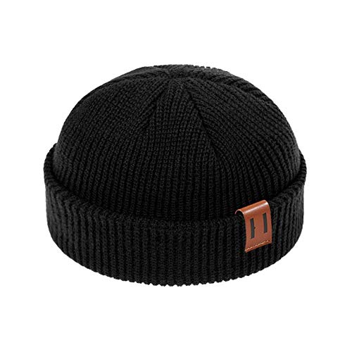 Moda Gorro de Invierno de Punto de Costilla con puños de melón Sombrero de Calavera sólida Gorro de esquí para Hombre Gorro de Lana para Mujer Gorro cálido Gorras -3