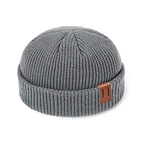 Moda Gorro de Invierno de Punto de Costilla con puños de melón Sombrero de Calavera sólida Gorro de esquí para Hombre Gorro de Lana para Mujer Gorro cálido Gorras -3
