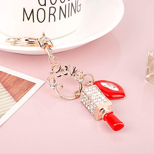 Moda llaveros clásico Oro Color Langosta Cierre Llavero Rojo Esmalte lápiz Labial Boca encantos llaveros para Mujeres Bolso Colgantes joyería