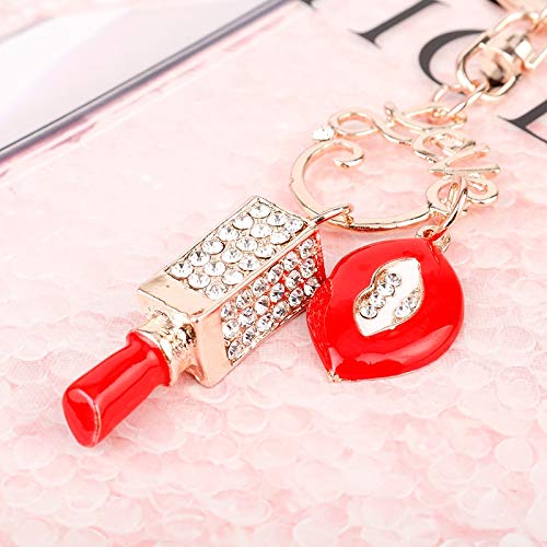 Moda llaveros clásico Oro Color Langosta Cierre Llavero Rojo Esmalte lápiz Labial Boca encantos llaveros para Mujeres Bolso Colgantes joyería
