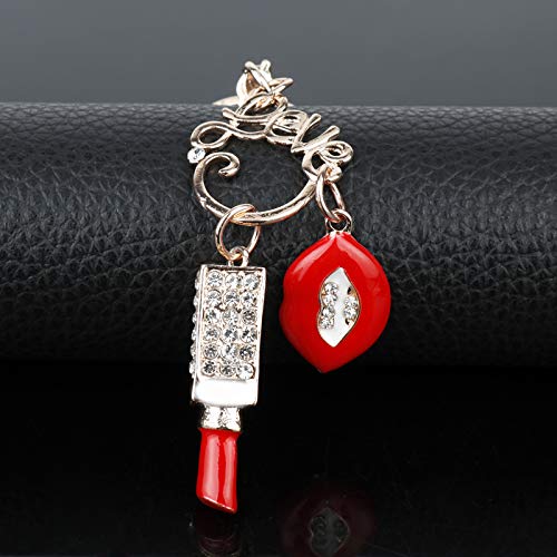 Moda llaveros clásico Oro Color Langosta Cierre Llavero Rojo Esmalte lápiz Labial Boca encantos llaveros para Mujeres Bolso Colgantes joyería