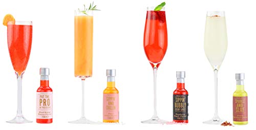 Modern Gourmet Foods, Bubblies' Prosecco Cocktail Toppers Kit De Terapia, Incluye 4 Mezclas de Cócteles con Sabor a Frutas, Perlas Dulces y Pétalos de Rosa Comestibles (no contiene alcohol)