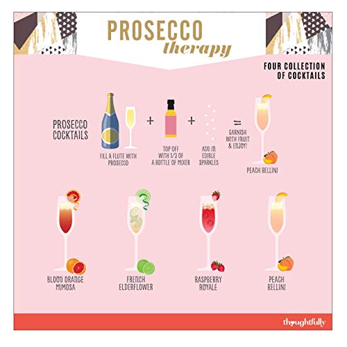 Modern Gourmet Foods, Bubblies' Prosecco Cocktail Toppers Kit De Terapia, Incluye 4 Mezclas de Cócteles con Sabor a Frutas, Perlas Dulces y Pétalos de Rosa Comestibles (no contiene alcohol)