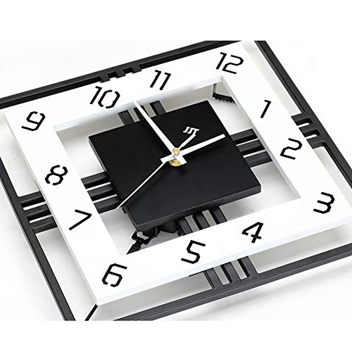 Moderno Decoración Reloj De Pared con El Péndulo, Grande Cuadrado Simple Péndulo Reloj,Madera Negro Blanco para El Salón Café Restaurante-Negro 52x81cm(20x32inch)