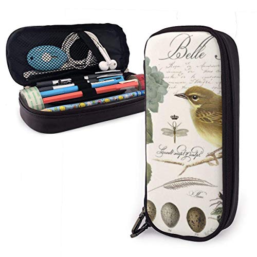 Moderno Vintage francés pájaro y nido estuche para lápices estuche para lápices organizador de papelería, oficina escolar, estuche de maquillaje multifunción