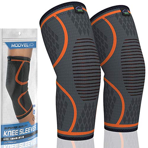 Modvel- Rodillera de compresión(1 par),ultra flexible,cómoda para hombres y mujeres, ideal para todos los deportes,voleibol, acl,estabilizador para el alivio del dolor de rodilla,artritis, M (MV-111)
