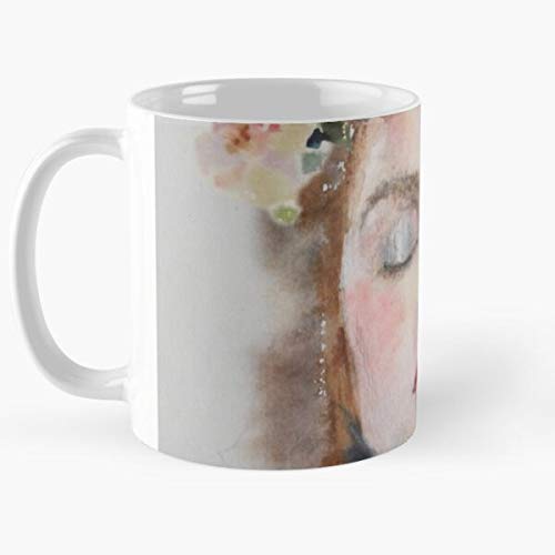 MOEBE Green Girls Spring Flowers Pink Breath Fashion Red Illustration La Mejor Taza de café de cerámica de mármol Blanco de 11 oz