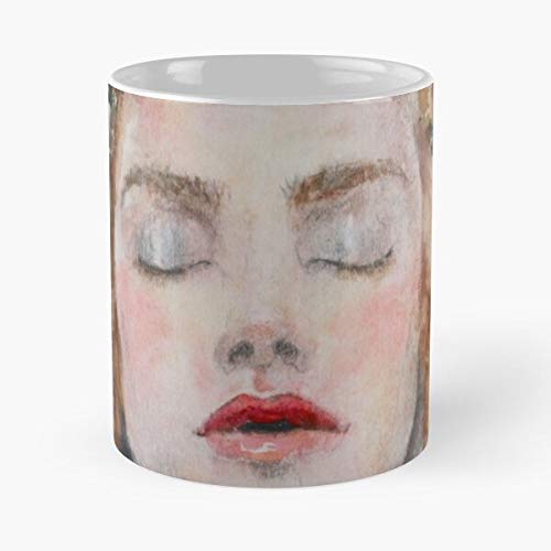 MOEBE Green Girls Spring Flowers Pink Breath Fashion Red Illustration La Mejor Taza de café de cerámica de mármol Blanco de 11 oz