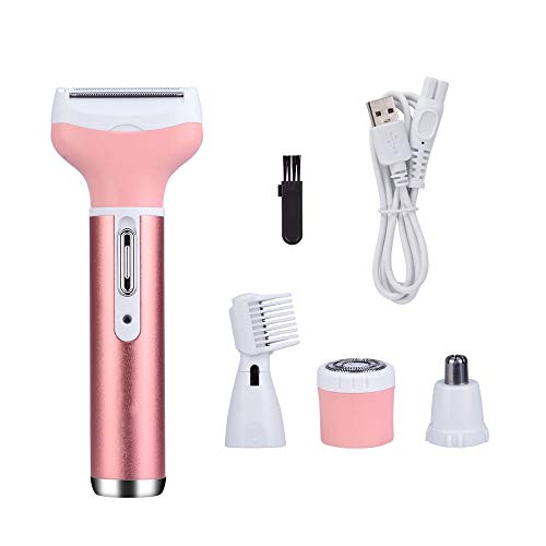 Mojado y seco Depiladora para mujeres, Recargable sin cuerda Electrónico Removedor de pelo Lady Shaver Perfecto Recortador de nariz y cejas para piernas, axilas, rostro y línea de bikini