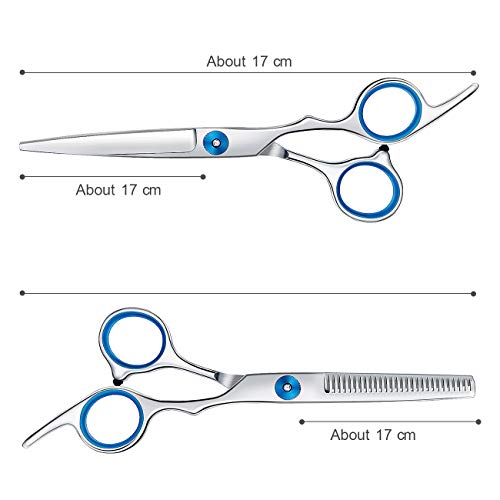 MojiDecor Tijeras Peluqueria Profesional con Navaja Kit Tijeras de Peluqueria completa Acero Inoxidable 6 pulgadas para Peluquero y Salón Tijeras Pelo Platead