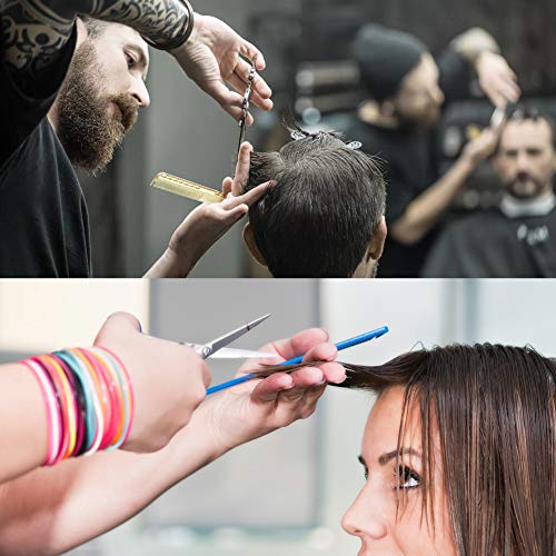 MojiDecor Tijeras Peluqueria Profesional con Navaja Kit Tijeras de Peluqueria completa Acero Inoxidable 6 pulgadas para Peluquero y Salón Tijeras Pelo Platead