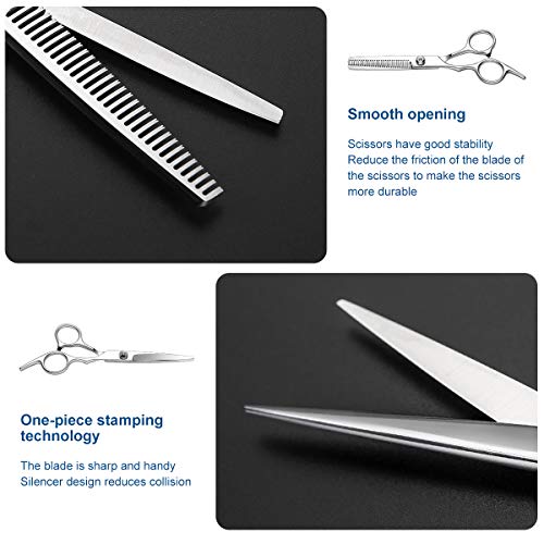 MojiDecor Tijeras Peluqueria Profesional con Navaja Kit Tijeras de Peluqueria completa Acero Inoxidable 6 pulgadas para Peluquero y Salón Tijeras Pelo Platead