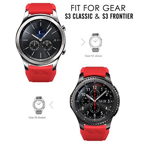 MoKo Correa para Samsung Galaxy Watch 3 45mm/Galaxy Watch 46mm/Gear S3 Frontier/S3 Classic/Huawei Watch GT/GT2 46mm/GT 2e - 22mm Watch Band Deportiva de Silicona Suave Reemplazo Band, Rojo