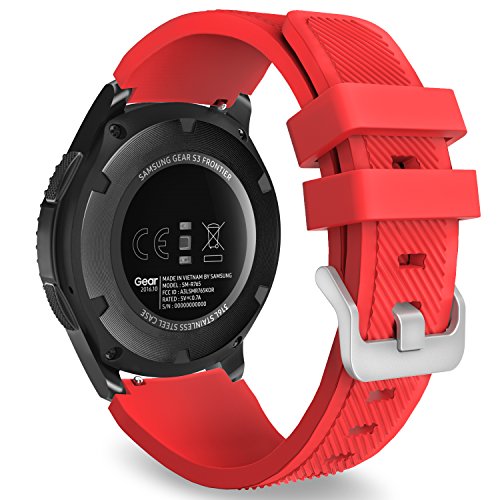MoKo Correa para Samsung Galaxy Watch 3 45mm/Galaxy Watch 46mm/Gear S3 Frontier/S3 Classic/Huawei Watch GT/GT2 46mm/GT 2e - 22mm Watch Band Deportiva de Silicona Suave Reemplazo Band, Rojo