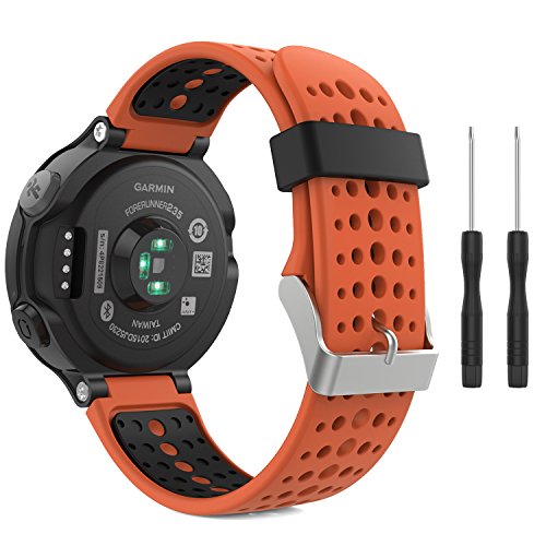 MoKo Forerunner 235/220 / 230/620 / 630/735 Correa - Reemplazo Suave Silicona Watch Band Deportiva Accessorios de Reloj Pulsera Ajustable - Naranja & Negro