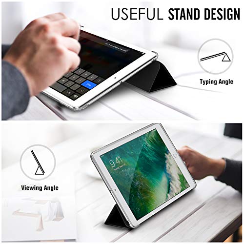 MoKo Funda para iPad 9.7 2018/2017, Protectora Soporte Slim Smart Case con Posterior Transparente TPU Suave con Auto Sueño/Estela para iPad 9.7 Inch (iPad 5, iPad 6) - Negro