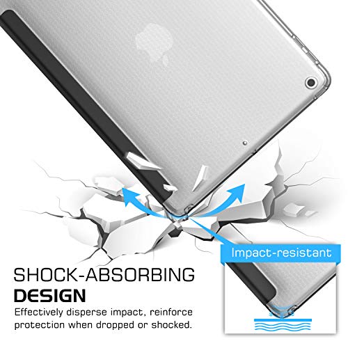 MoKo Funda para iPad 9.7 2018/2017, Protectora Soporte Slim Smart Case con Posterior Transparente TPU Suave con Auto Sueño/Estela para iPad 9.7 Inch (iPad 5, iPad 6) - Negro