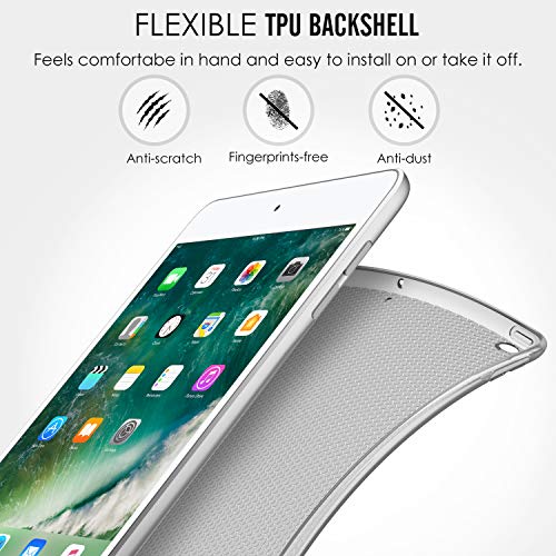 MoKo Funda para iPad 9.7 2018/2017, Protectora Soporte Slim Smart Case con Posterior Transparente TPU Suave con Auto Sueño/Estela para iPad 9.7 Inch (iPad 5, iPad 6) - Negro