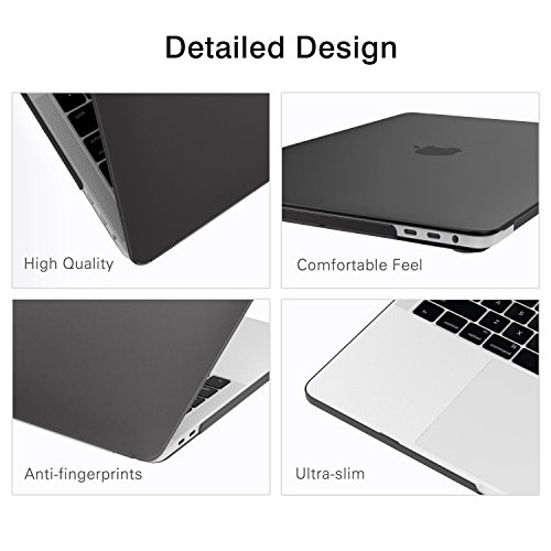 MoKo Funda para MacBook Pro 13" 2017/2016 - Slim PC PC Mate Laptop Cover Case para Newest Apple MacBook Pro 13 Pulgadas A1706 / A1708 (con/Sin Touch Bar, Versión 2017/2016), Negro Translúcido