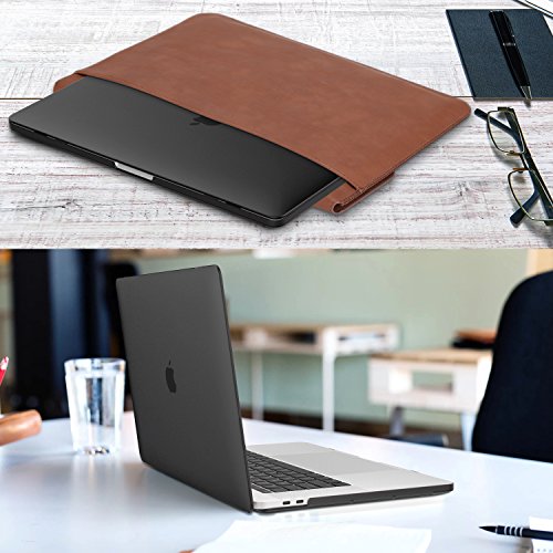 MoKo Funda para MacBook Pro 13" 2017/2016 - Slim PC PC Mate Laptop Cover Case para Newest Apple MacBook Pro 13 Pulgadas A1706 / A1708 (con/Sin Touch Bar, Versión 2017/2016), Negro Translúcido