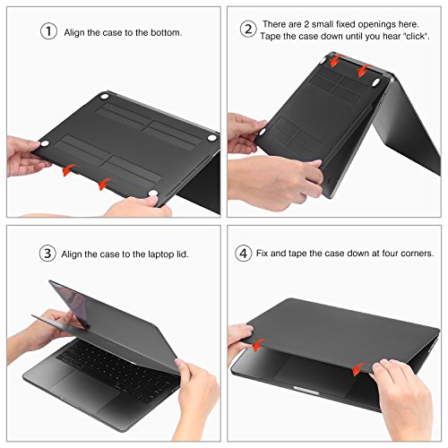 MoKo Funda para MacBook Pro 13" 2017/2016 - Slim PC PC Mate Laptop Cover Case para Newest Apple MacBook Pro 13 Pulgadas A1706 / A1708 (con/Sin Touch Bar, Versión 2017/2016), Negro Translúcido