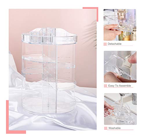 MoKo Organizador Cosmético Griatorio de 360 Grados, Organizador de Maquillaje con Gran Capacidad para Joyas, Pinceles de Maquillaje, Lápices labiales y Más - Transparente