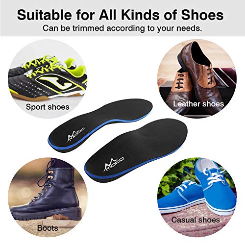 MoKo Plantilla para Zapatos de EVA Dura para Hombre y Mujer, Deportiva Inserciones Ortopédicas de Amortiguación de Pies Planos para Fascitis Plantar, Alivie el Dolor, 27cm - Negro