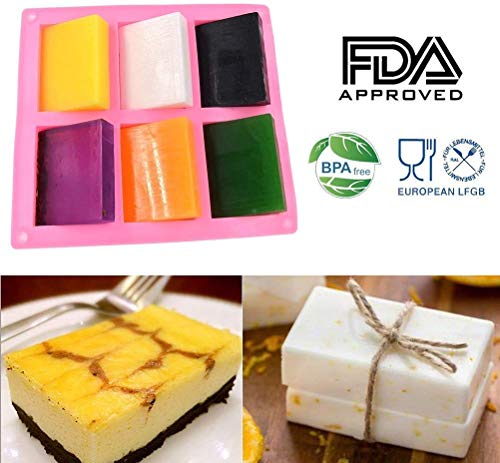 Molde de jabón de silicona, 2 piezas Moldes para hacer jabón,DIY Jabón Mold,Molde Rectangular de Silicona,para hacer barra de jabón, resina, chocolate, velas de jabón